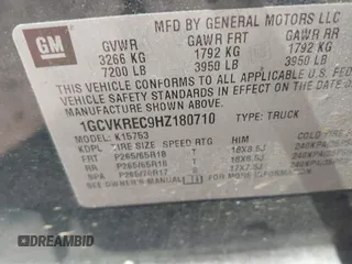 2017 Chevrolet Silverado 1500 LT with VIN 1GCVKREC9HZ180710, listed as a IAAI auction lot 40204758 with 255,247 mi miles and . Bid and sale history available at DreamBid. Image 9.