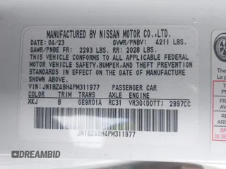 2023 Nissan Z Proto Spec с VIN JN1BZ4BH4PM311977, выставлен на аукционе IAAI как лот 42352895 с пробегом 1 020 миль миль и . История ставок и продаж доступна на DreamBid. Изображение 9.