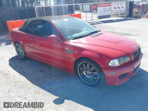 2002 BMW 3 Series M3 with VIN WBSBR93482EX23160, listed as a IAAI auction lot 41908228 with 106,955 mi miles. Bid and sale history available at carsss.com. Image 1.