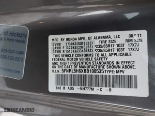 2011 Honda Odyssey EX-L with VIN 5FNRL5H6XBB100535, listed as a IAAI auction lot 41544196 with 261,000 mi miles. Bid and sale history available at carsss.com. Image 9.