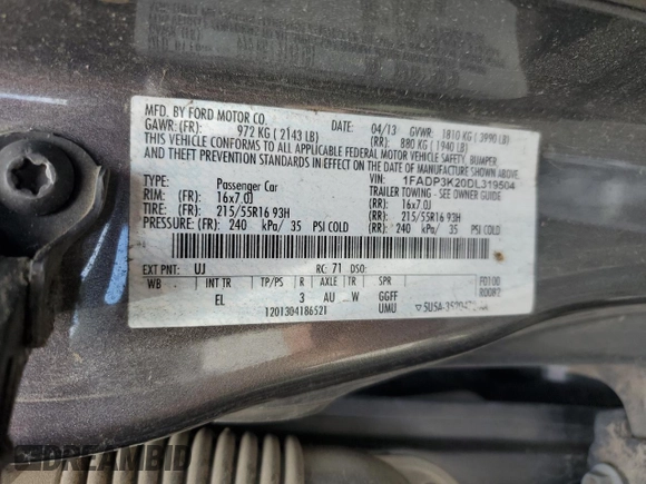 2013 Ford Focus SE with VIN 1FADP3K20DL319504, listed as a Copart auction lot 51503645 with 83,211 mi miles and Clean Title. Bid and sale history available at carsss.com. Image 12.
