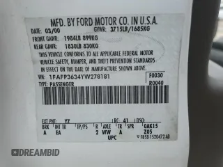 2000 Ford Focus SE with VIN 1FAFP3634YW278181, listed as a Copart auction lot 89372555 with 160,885 mi miles and Salvage Title. Bid and sale history available at DreamBid. Image 12.