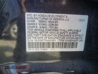 2022 Acura ILX Premium with VIN 19UDE2F73NA003903, listed as a Copart auction lot 80282744 with 34,671 mi miles and Non Repairable. Bid and sale history available at DreamBid. Image 13.