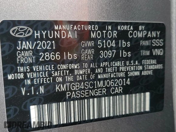 2021 Genesis G80 2.5T with VIN KMTGB4SC1MU062014, listed as a Copart auction lot 44325815 with 32,547 mi miles and Non Repairable. Bid and sale history available at DreamBid. Image 13.