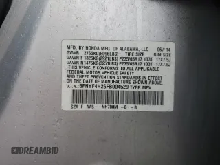 2015 Honda Pilot LX with VIN 5FNYF4H26FB004529, listed as a Copart auction lot 51766975 with 64,409 mi miles and Salvage Title. Bid and sale history available at DreamBid. Image 13.