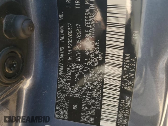 2017 Toyota Sienna XLE Auto Access Seat with VIN 5TDYZ3DC7HS789139, listed as a Copart auction lot 53200635 with Not provided miles and Salvage title. Bid and sale history available at DreamBid. Image 13.