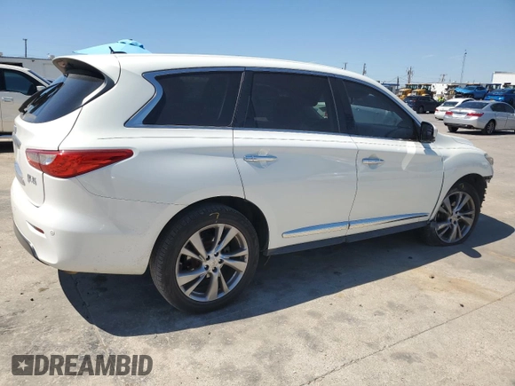 2013 Infiniti JX35 with VIN 5N1AL0MM9DC325674, listed as a Copart auction lot 70765154 with 58,436 mi miles and Salvage Title. Bid and sale history available at carsss.com. Image 3.