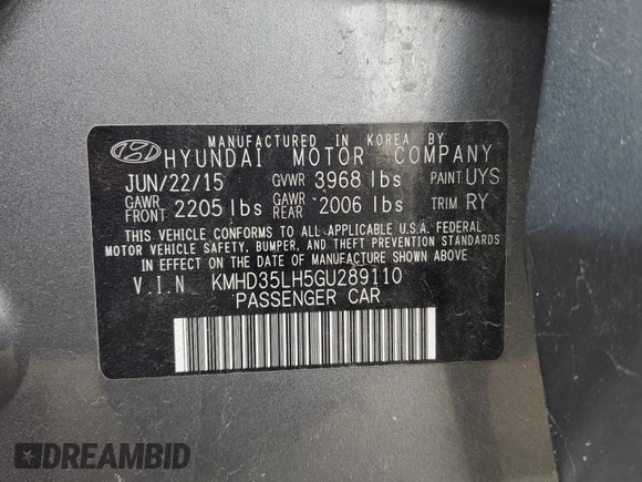 2016 Hyundai Elantra GT with VIN KMHD35LH5GU289110, listed as a Copart auction lot 50838455 with 89,402 mi miles and Salvage Title. Bid and sale history available at carsss.com. Image 13.