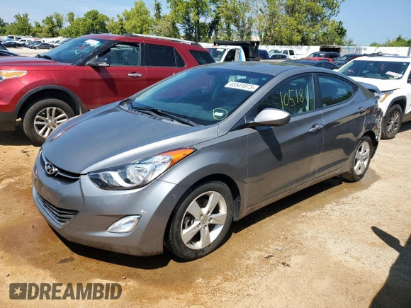2013 Hyundai Elantra GLS with VIN 5NPDH4AE6DH374729, listed as a Copart auction lot 65541973 with 105,181 mi miles and Salvage title. Bid and sale history available at DreamBid. Image 1.