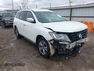 2018 Nissan Pathfinder SL z VIN 5N1DR2MM6JC647790, wystawiony jako IAAI lot #41223318 z przebiegiem 127 855 mil mil oraz . Historia ofert i sprzedaży dostępna na DreamBid. Obrazek 1.
