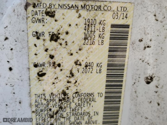 2014 Nissan Altima 2.5 S with VIN 1N4AL3AP3EN370576, listed as a Copart auction lot 52042455 with 251,363 mi miles and Salvage Title. Bid and sale history available at carsss.com. Image 13.