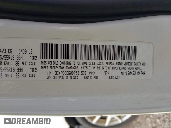 2013 Dodge Journey Crew with VIN 3C4PDCDG0DT591533, listed as a IAAI auction lot 42630548 with 164,961 mi miles and . Bid and sale history available at DreamBid. Image 9.