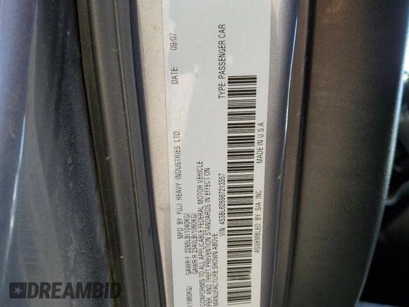 2008 Subaru Legacy Limited z VIN 4S3BL626987213357, wystawiony jako Copart lot #48317845 z przebiegiem 203 213 mil mil oraz Szkoda całkowita • Salvage title. Historia ofert i sprzedaży dostępna na DreamBid. Obrazek 14.
