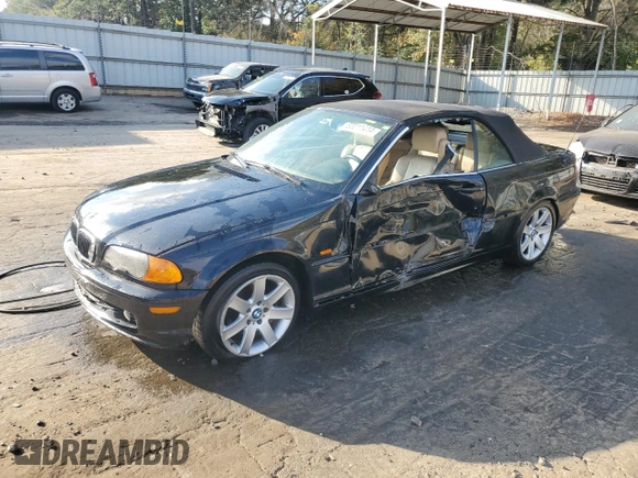 2001 BMW 3 Series 325Ci with VIN WBABS33421JY53592, listed as a Copart auction lot 80011414 with 0 mi miles and Salvage Title. Bid and sale history available at carsss.com. Image 1.