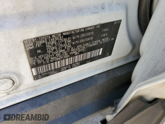 2021 Toyota RAV4 XLE Premium with VIN 2T3C1RFV0MW153089, listed as a Copart auction lot 60759615 with 28,153 mi miles and Salvage title. Bid and sale history available at DreamBid. Image 12.