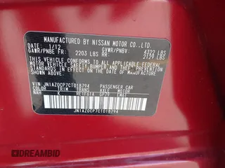 2012 Nissan LEAF SL with VIN JN1AZ0CP7CT018794, listed as a IAAI auction lot 41775578 with 82,101 mi miles. Bid and sale history available at carsss.com. Image 9.