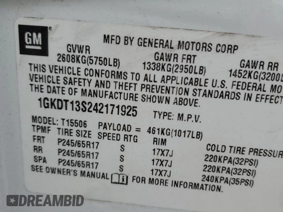 2004 GMC Envoy SLT z VIN 1GKDT13S242171925, wystawiony jako Copart lot #46262535 z przebiegiem 200 396 mil mil oraz Szkoda całkowita • Salvage title. Historia ofert i sprzedaży dostępna na DreamBid. Obrazek 15.