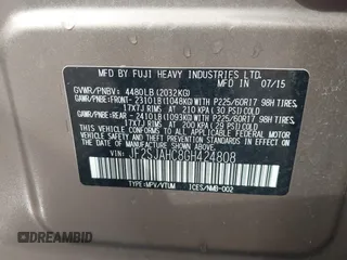 2016 Subaru Forester 2.5i Limited with VIN JF2SJAHC8GH424808, listed as a IAAI auction lot 41905068 with 136,344 mi miles. Bid and sale history available at carsss.com. Image 9.