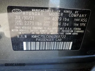 2022 Hyundai Ioniq SE with VIN KMHC75LC6NU268722, listed as a Copart auction lot 46044125 with 46,628 mi miles and Non repairable. Bid and sale history available at DreamBid. Image 13.