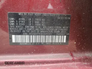 2017 Subaru Impreza Limited z VIN 4S3GKAT63H3603307, wystawiony jako Copart lot #58428385 z przebiegiem 23 604 mil mil oraz Szkoda całkowita • Salvage title. Historia ofert i sprzedaży dostępna na DreamBid. Obrazek 12.