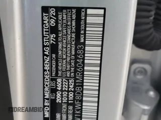 2021 Mercedes-Benz C 300 with VIN W1KWF8DB1MR604683, listed as a Copart auction lot 55934465 with Not provided miles and Salvage title. Bid and sale history available at DreamBid. Image 12.