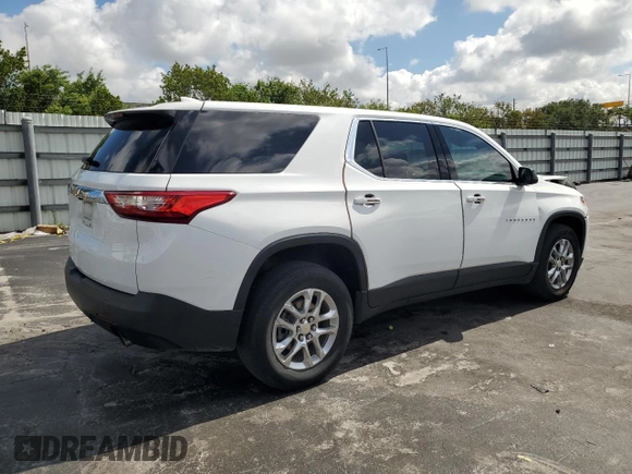 2021 Chevrolet Traverse LS with VIN 1GNERFKW8MJ138733, listed as a Copart auction lot 56684615 with 96,628 mi miles and Salvage title. Bid and sale history available at DreamBid. Image 3.