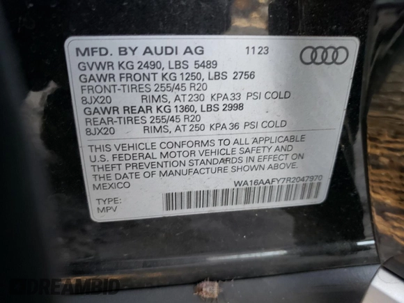 2024 Audi Q5 Sportback S line Prestige with VIN WA16AAFY7R2047970, listed as a Copart auction lot 78862604 with 13,186 mi miles and Salvage title. Bid and sale history available at DreamBid. Image 13.