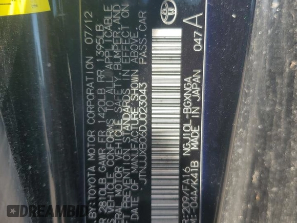 2013 Scion iQ с VIN JTNJJXB06DJ023043, выставлен на аукционе Copart как лот 53755555 с пробегом 121 078 миль миль и Чистый • Clean title. История ставок и продаж доступна на DreamBid. Изображение 12.