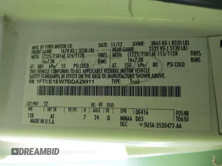 2013 Ford Econoline Cargo Commercial with VIN 1FTNE1EW7DDA29911, listed as a IAAI auction lot 41566691 with 166,860 mi miles and . Bid and sale history available at carsss.com. Image 9.