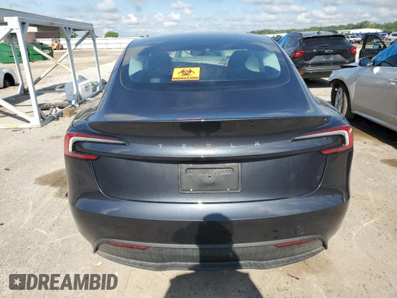 2025 Tesla Model 3 Long Range with VIN 5YJ3E1EA9SF965269, listed as a Copart auction lot 58576425 with Not provided miles and Salvage title. Bid and sale history available at DreamBid. Image 6.