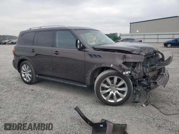 2012 Infiniti QX56 7-passenger with VIN JN8AZ2NFXC9517801, listed as a Copart auction lot 72724824 with 131,185 mi miles and Salvage Title. Bid and sale history available at carsss.com. Image 4.