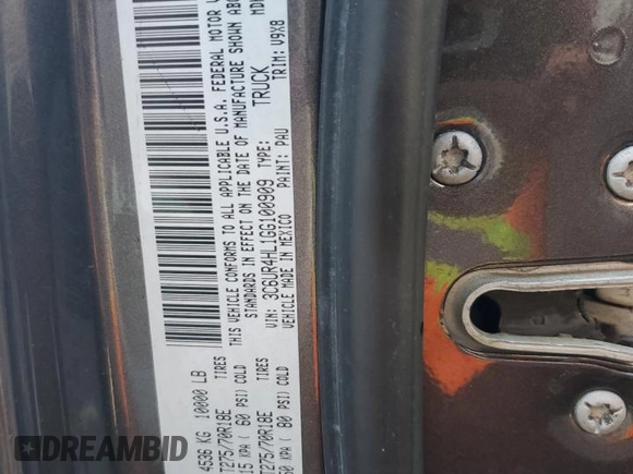 2016 Ram 2500 Tradesman with VIN 3C6UR4HL1GG100909, listed as a Copart auction lot 58343305 with 537,710 mi miles and Salvage title. Bid and sale history available at DreamBid. Image 12.