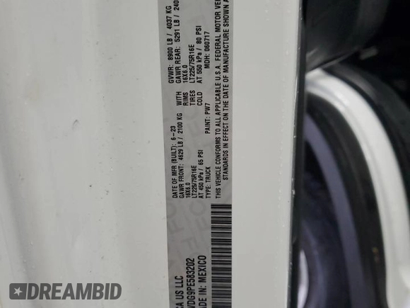2023 Ram ProMaster Cargo with VIN 3C6LRVDG9PE583202, listed as a Copart auction lot 52513735 with Not Provided miles and Non Repairable. Bid and sale history available at carsss.com. Image 12.