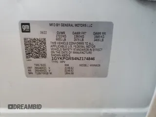 2022 Cadillac XT6 Sport with VIN 1GYKPGRS4NZ174846, listed as a Copart auction lot 64271474 with 57,891 mi miles and Salvage Title. Bid and sale history available at carsss.com. Image 14.