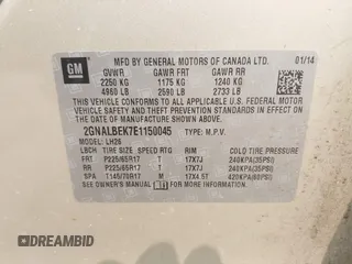2014 Chevrolet Equinox LT z VIN 2GNALBEK7E1150045, wystawiony jako IAAI lot #42422260 z przebiegiem 118 002 mil mil oraz . Historia ofert i sprzedaży dostępna na DreamBid. Obrazek 9.