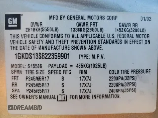 2002 GMC Envoy SLE with VIN 1GKDS13S822359901, listed as a Copart auction lot 71940774 with 188,580 mi miles and Salvage Title. Bid and sale history available at carsss.com. Image 12.