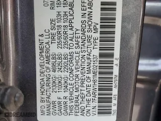 2021 Honda CR-V EX-L with VIN 7FARW1H81ME021537, listed as a Copart auction lot 48305605 with 32,145 mi miles and Salvage Title. Bid and sale history available at carsss.com. Image 16.