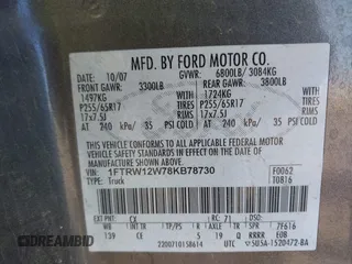 2008 Ford F-150 XL с VIN 1FTRW12W78KB78730, выставлен на аукционе IAAI как лот 42156441 с пробегом 129 447 миль миль и . История ставок и продаж доступна на DreamBid. Изображение 9.