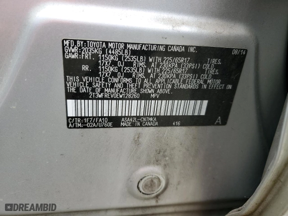 2014 Toyota RAV4 XLE with VIN 2T3WFREV0EW128260, listed as a Copart auction lot 44404595 with 90,835 mi miles and Salvage Title. Bid and sale history available at carsss.com. Image 15.