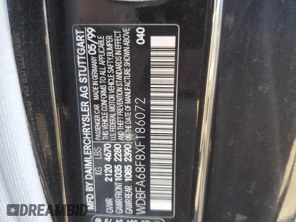 1999 Mercedes-Benz SL-Class with VIN WDBFA68F8XF186072, listed as a Copart auction lot 69557094 with 99,691 mi miles and Salvage Title. Bid and sale history available at carsss.com. Image 12.