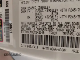 2016 Toyota Tacoma SR z VIN 5TFSX5ENXGX042148, wystawiony jako IAAI lot #41592688 z przebiegiem 126 528 mil mil oraz . Historia ofert i sprzedaży dostępna na DreamBid. Obrazek 9.
