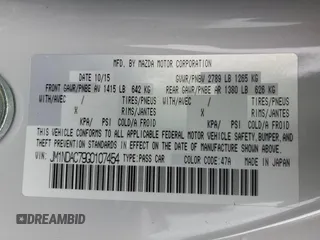 2016 Mazda MX-5 Miata Club z VIN JM1NDAC79G0107454, wystawiony jako Copart lot #47976975 z przebiegiem 47 362 mil mil oraz Szkoda całkowita • Salvage title. Historia ofert i sprzedaży dostępna na DreamBid. Obrazek 13.
