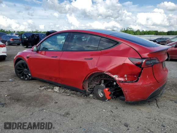 2022 Tesla Model Y Performance with VIN 7SAYGDEF6NF337996, listed as a Copart auction lot 56039515 with 16,468 mi miles and Salvage title. Bid and sale history available at DreamBid. Image 3.