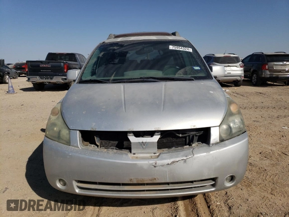 2005 Nissan Quest SL with VIN 5N1BV28U15N125429, listed as a Copart auction lot 75954324 with 0 mi miles and Clean Title. Bid and sale history available at carsss.com. Image 5.