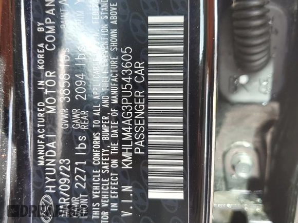 2023 Hyundai Elantra SEL with VIN KMHLM4AG3PU543605, listed as a Copart auction lot 50985905 with 18,608 mi miles and Non repairable. Bid and sale history available at DreamBid. Image 13.