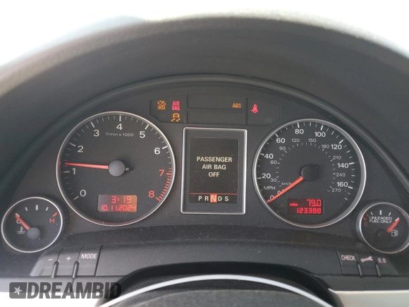 2006 Audi A4 2.0T with VIN WAUDF78E56A151389, listed as a Copart auction lot 75891554 with 123,388 mi miles and Clean Title. Bid and sale history available at carsss.com. Image 9.