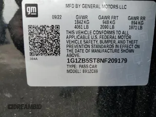 2022 Chevrolet Malibu LS with VIN 1G1ZB5ST8NF209179, listed as a Copart auction lot 55484984 with 30,021 mi miles and Clean Title. Bid and sale history available at DreamBid. Image 12.