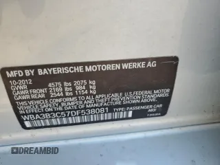 2013 BMW 3 Series 328i xDrive z VIN WBA3B3C57DF538081, wystawiony jako Copart lot #56907825 z przebiegiem 38 385 mil mil oraz Czysty tytuł • Clean title. Historia ofert i sprzedaży dostępna na DreamBid. Obrazek 12.