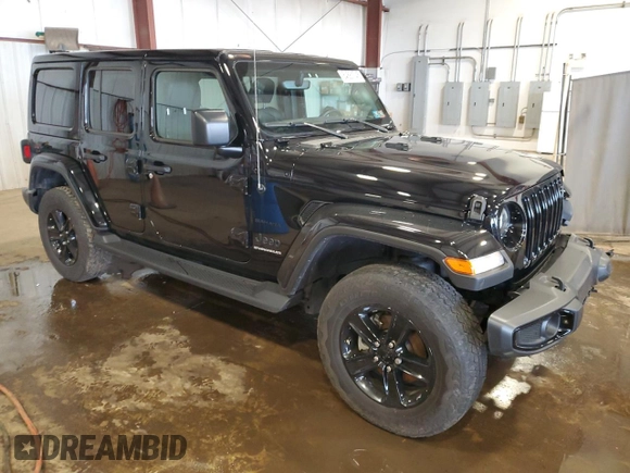 2023 Jeep Wrangler Sahara with VIN 1C4HJXEG3PW595576, listed as a Copart auction lot 64681745 with 32,843 mi miles and Salvage title. Bid and sale history available at DreamBid. Image 4.
