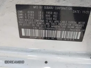 2022 Subaru Impreza z VIN 4S3GTAB66N3710829, wystawiony jako IAAI lot #40670278 z przebiegiem 35 718 mil mil oraz . Historia ofert i sprzedaży dostępna na DreamBid. Obrazek 9.